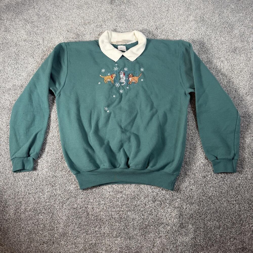 Vtg 90s Y2K Top Stitch Morning Sun Sweatshirt M Preppy Cozy Grandma Cottagecore